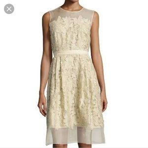 Carmen Marc Valvo Floral Gold Cocktail Dress